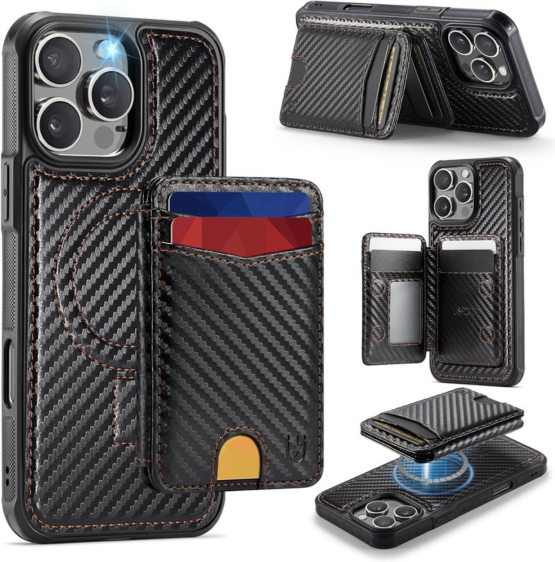 Usroom for iPhone 16 Pro Max Detachable Wallet Case with Card Holder, 2 in 1 RFID Blocking Credit Slots Kickstand Shockproof Phone Wallet for iPhone 16 Pro Max 6.9" Carbon Black - Image 1